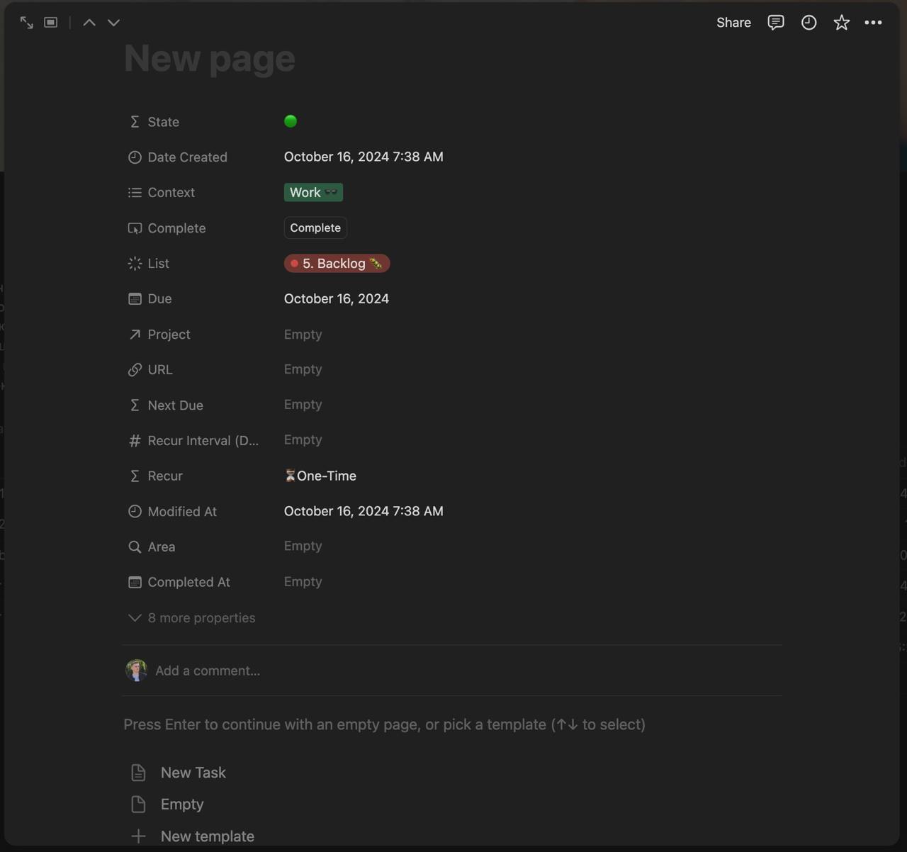Отдельная страница для задач в Обсидиан 3